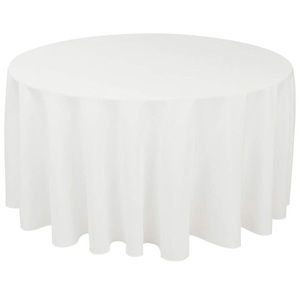 6 White Polyester 120” Round Tablecloths